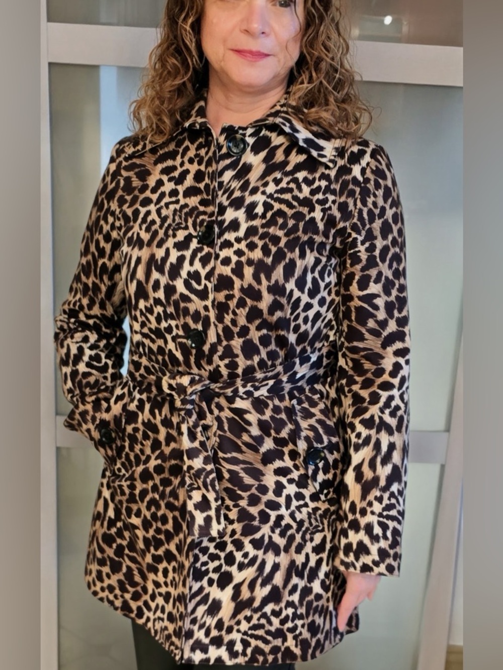 Michael Kors Leopard Print Belted Trench Coat | Size S/P |Excellent condirion